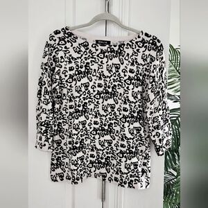Dalia Black and White Leopard Print Women's Top